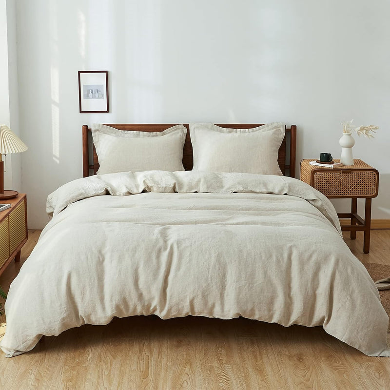 Super King Duvet Cover Set-100% Linen Cover-1 Breathable