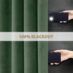 Super Soft Velvet Curtains Sage 100% Blackout