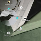 Super Soft Velvet Curtains Sage 100% Blackout
