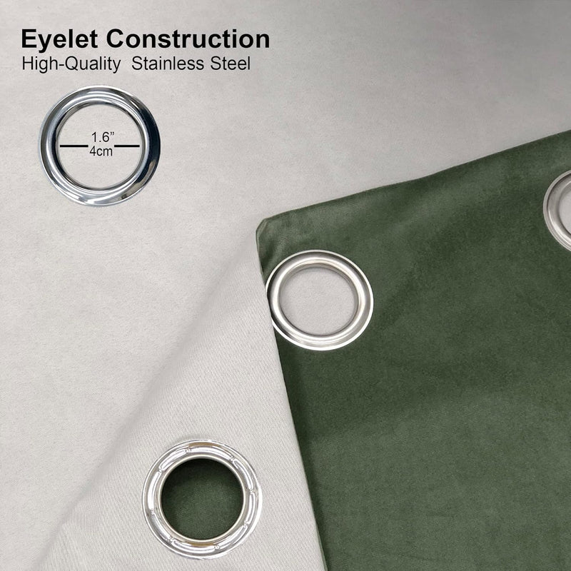 Super Soft Velvet Curtains Sage 100% Blackout