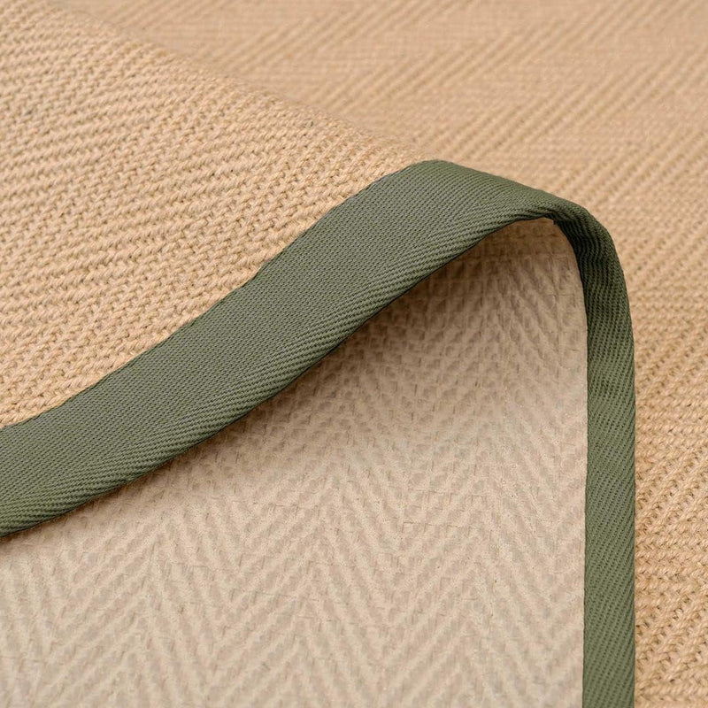 Sustainable Cotton Border Herringbone Natural Jute Area Rug