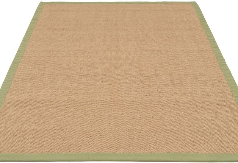 Sustainable Cotton Border Herringbone Natural Jute Area Rug