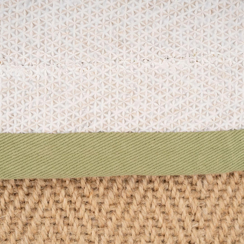 Sustainable Cotton Border Herringbone Natural Jute Area Rug