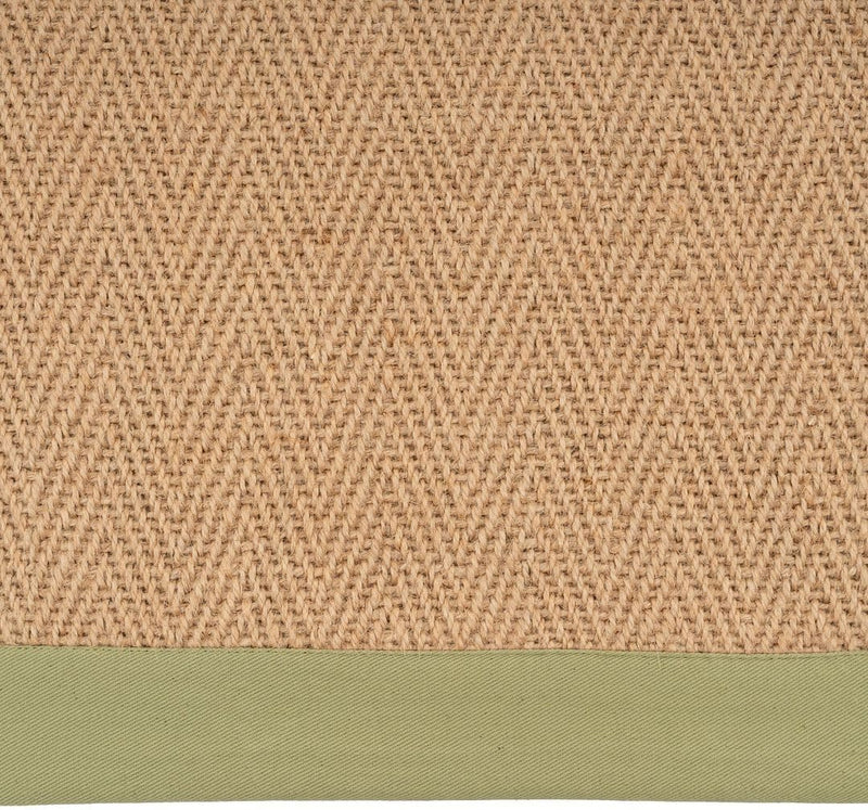 Sustainable Cotton Border Herringbone Natural Jute Area Rug