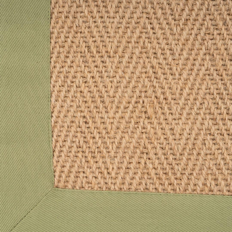 Sustainable Cotton Border Herringbone Natural Jute Area Rug