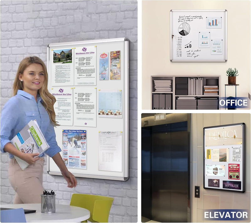 Swancrown Lockable Notice Board 980x720MM Large Magnetic
