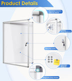 Swancrown Lockable Notice Board 980x720MM Large Magnetic