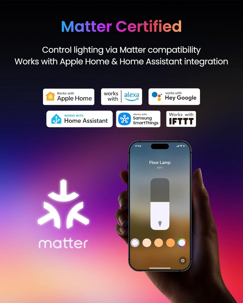 Matter Rgbicww Floor Lamp Warm Cool LED Corner