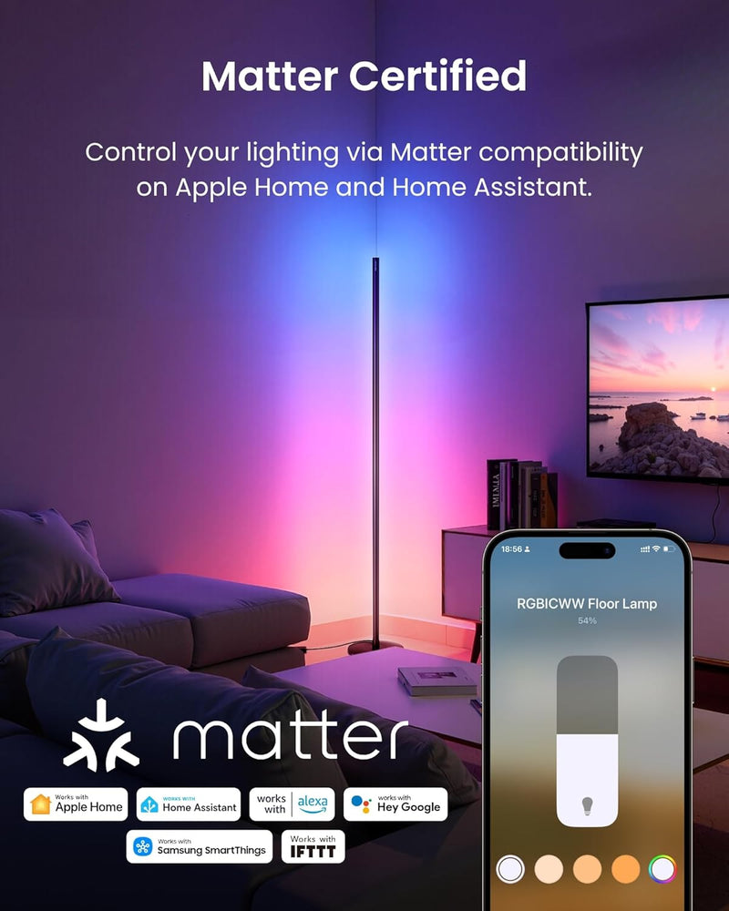Matter Rgbicww Floor Lamp Warm Cool LED Corner