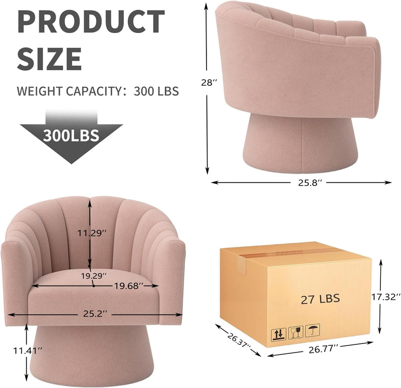Swivel Accent Chair Upholstered Velvet Barrel for Living