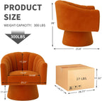 Swivel Accent Chair Upholstered Velvet Barrel for Living