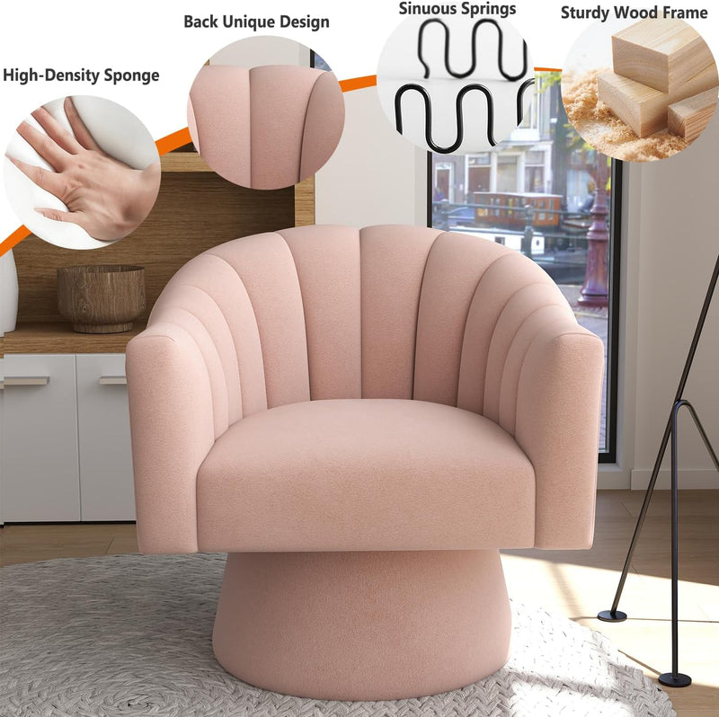 Swivel Accent Chair Upholstered Velvet Barrel for Living