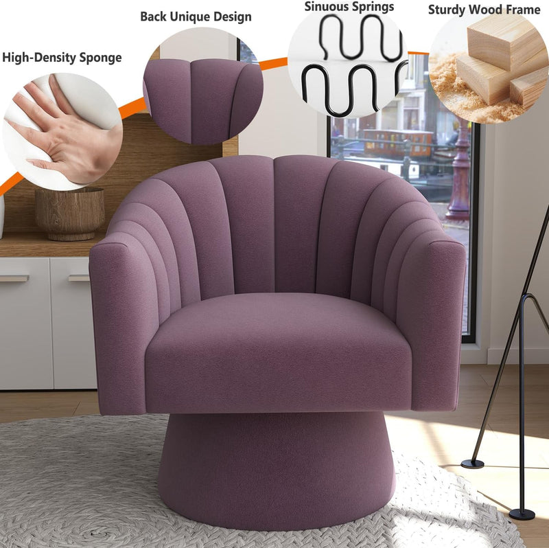 Swivel Accent Chair Upholstered Velvet Barrel for Living