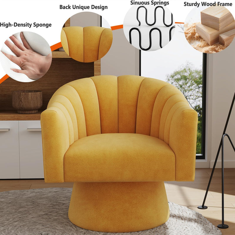 Swivel Accent Chair Upholstered Velvet Barrel for Living