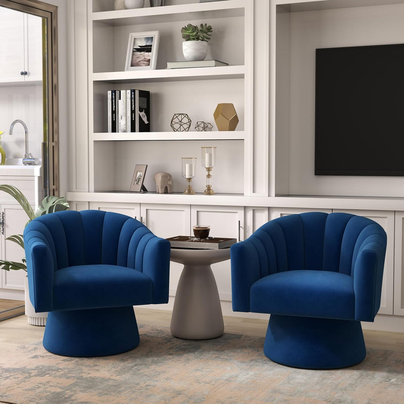 Swivel Accent Chair Upholstered Velvet Barrel for Living