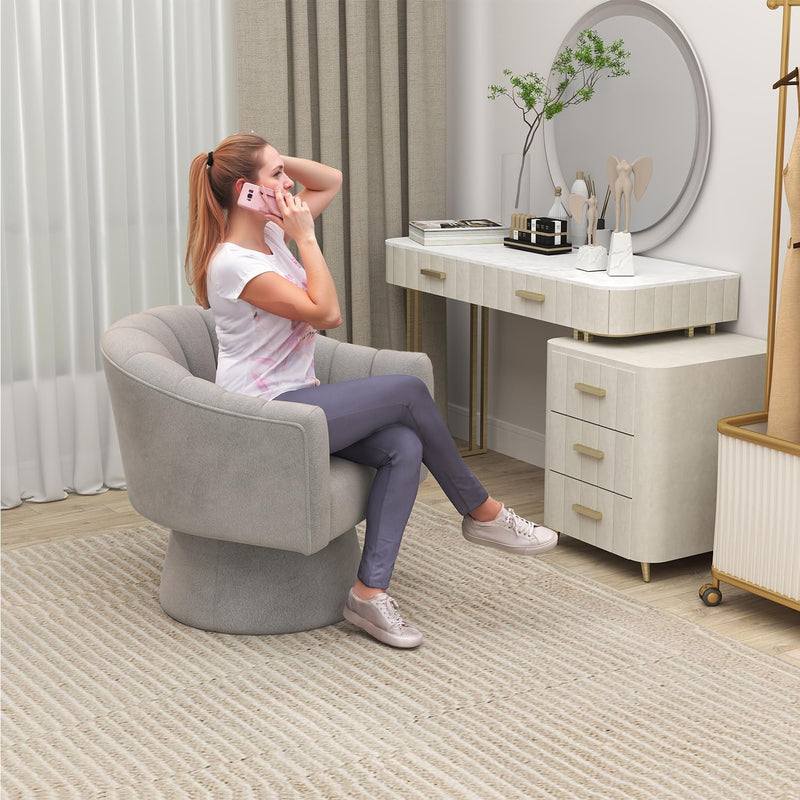 Swivel Accent Chair Upholstered Velvet Barrel for Living