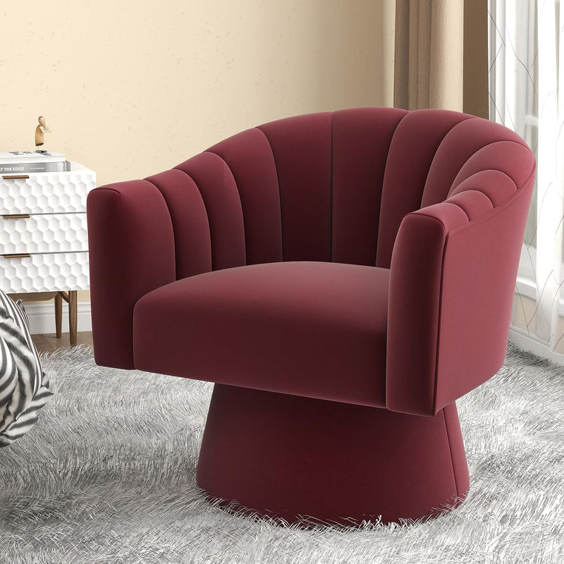 Swivel Accent Chair Upholstered Velvet Barrel for Living