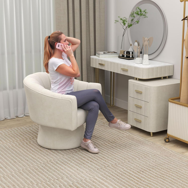 Swivel Accent Chair Upholstered Velvet Barrel for Living