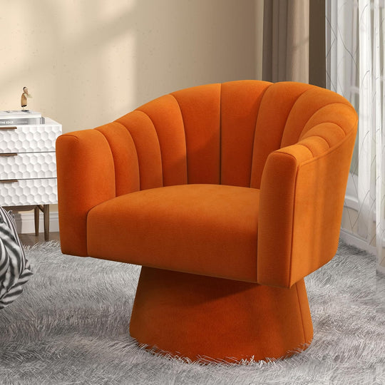 Swivel Accent Chair Upholstered Velvet 360° Barrel