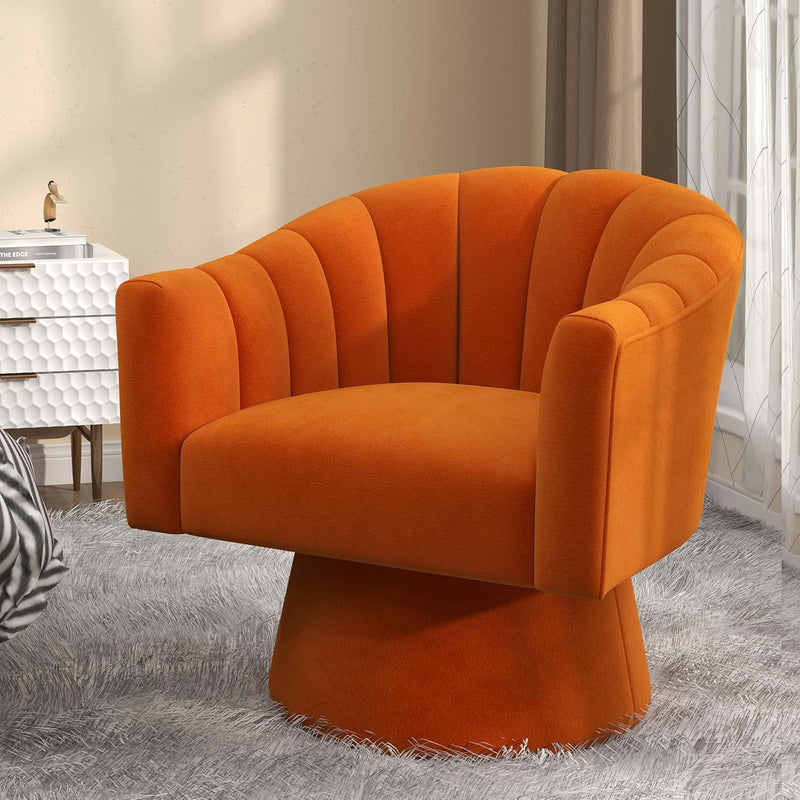Swivel Accent Chair Upholstered Velvet Barrel for Living
