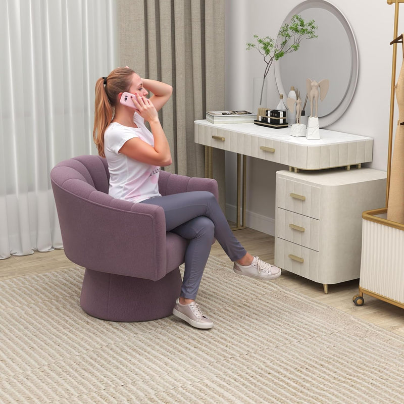 Swivel Accent Chair Upholstered Velvet Barrel for Living