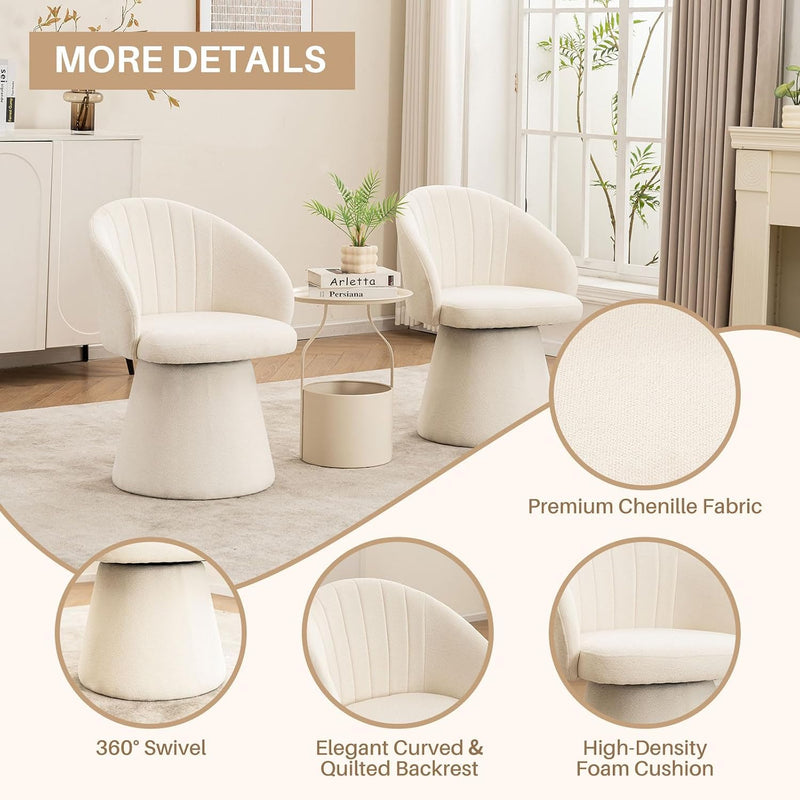 Swivel Chenille Vanity Chair Modern Upholstered Dressing Table
