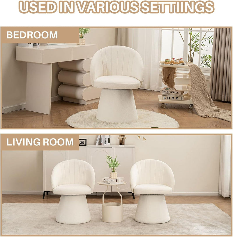 Swivel Chenille Vanity Chair Modern Upholstered Dressing Table