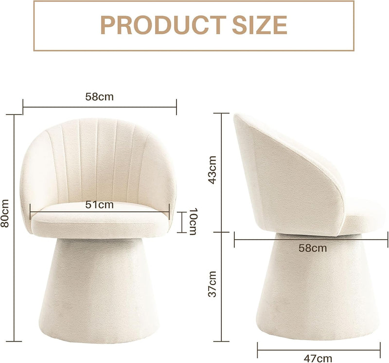 Swivel Chenille Vanity Chair Modern Upholstered Dressing Table