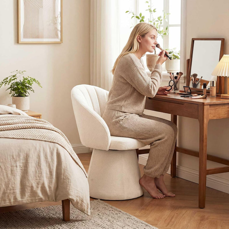 Swivel Chenille Vanity Chair Modern Upholstered Dressing Table