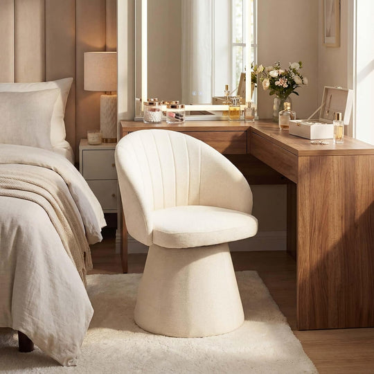 Swivel Chenille Vanity Chair Modern Upholstered Dressing Table