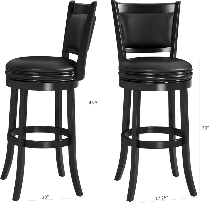 Swivel Counter Stool Wood Frame Kitchen Island Stool-Chair