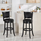 Swivel Counter Stool Wood Frame Kitchen Island Stool-Chair