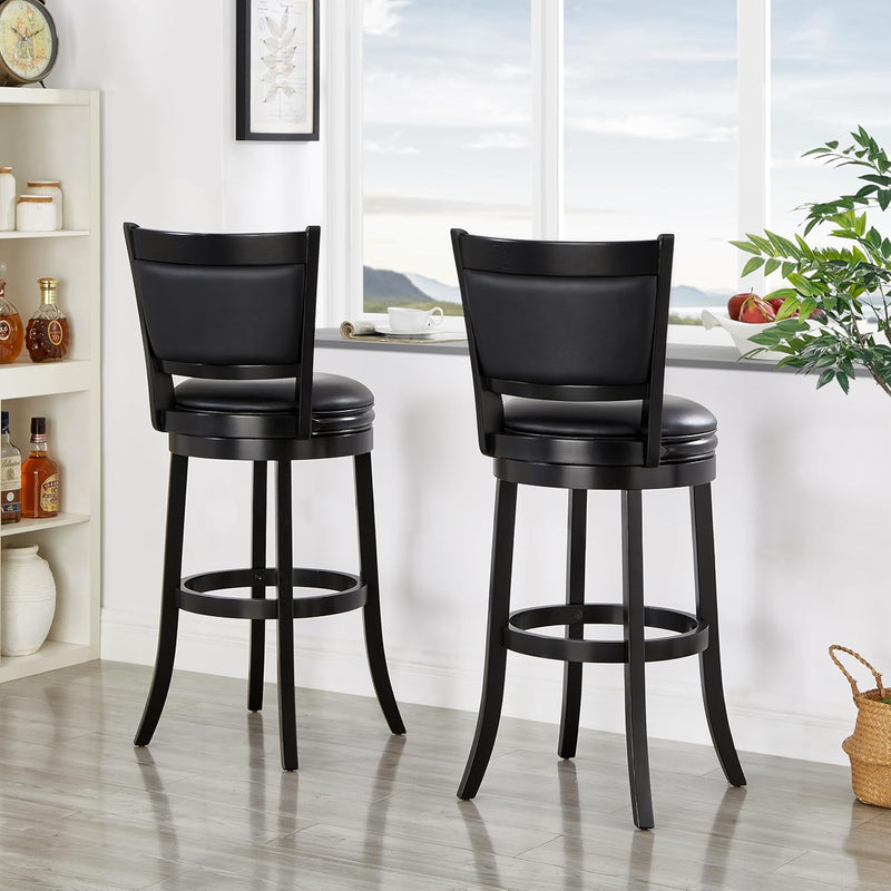 Swivel Counter Stool Wood Frame Kitchen Island Stool-Chair
