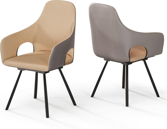 Swivel Dining Chairs Rotatable : Leather Chair Room (Set of 2)