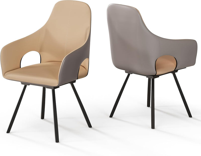 Swivel Dining Chairs Rotatable : Leather Chair Room (Set of 2)