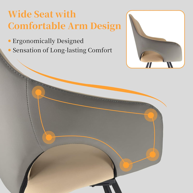 Swivel Dining Chairs Rotatable : Leather Chair Room (Set of 2)