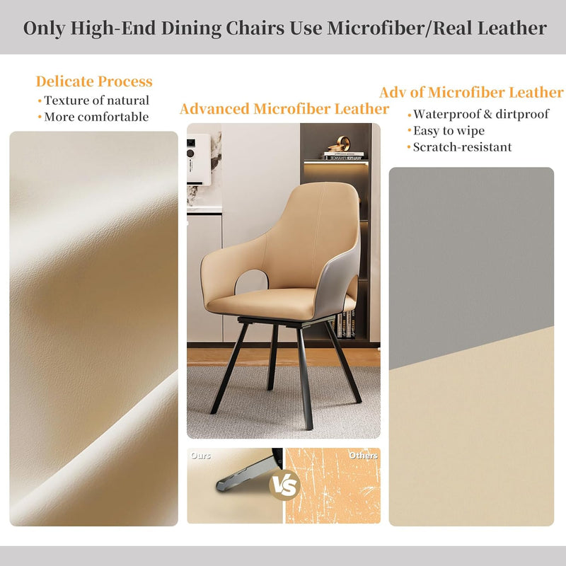 Swivel Dining Chairs Rotatable : Leather Chair Room (Set of 2)