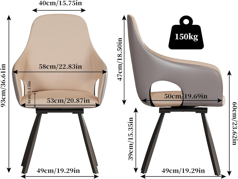 Swivel Dining Chairs Rotatable : Leather Chair Room (Set of 2)