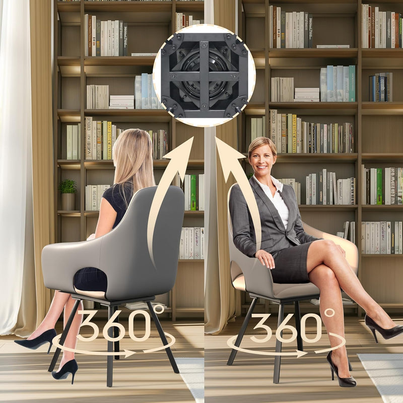 Swivel Dining Chairs Rotatable : Leather Chair Room (Set of 2)
