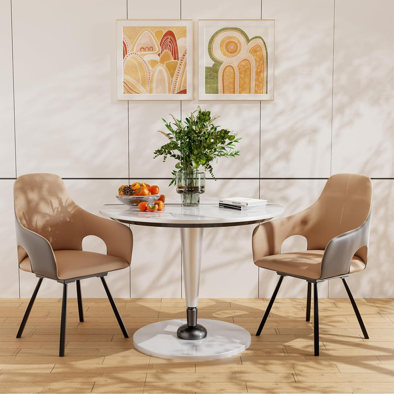 Swivel Dining Chairs Rotatable : Leather Chair Room (Set of 2)