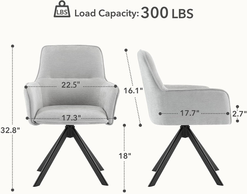 Swivel Dining Chairs with Armrests Upholstered Room Modern (Set of 2)
