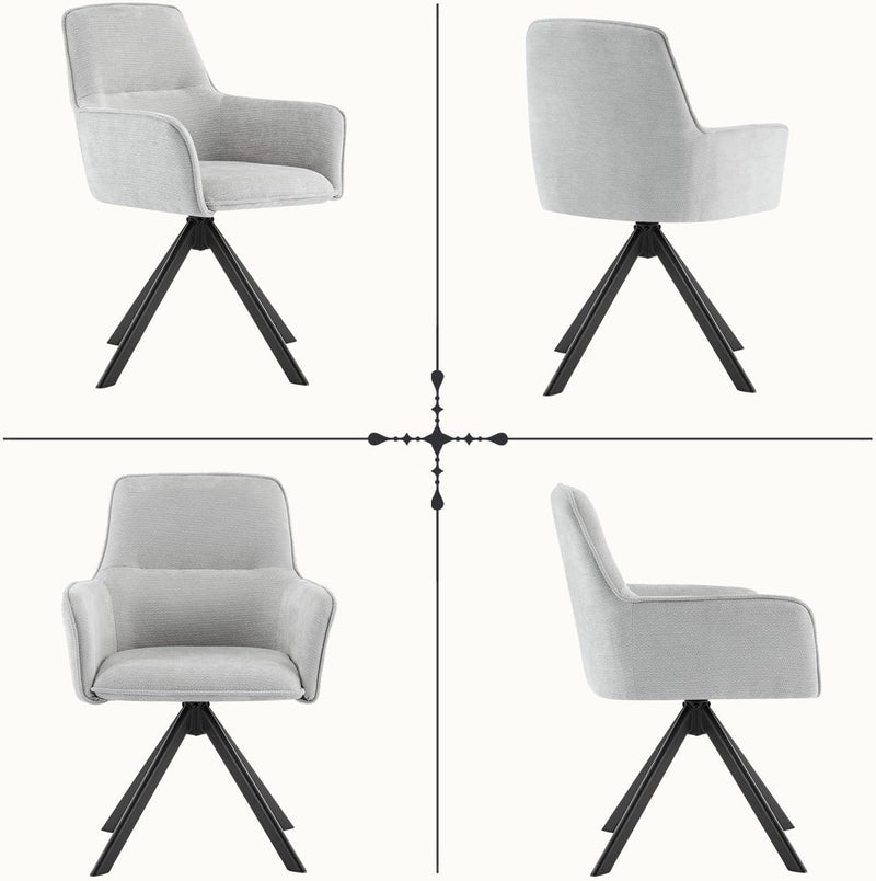 Swivel Dining Chairs with Armrests Upholstered Room Modern (Set of 2)