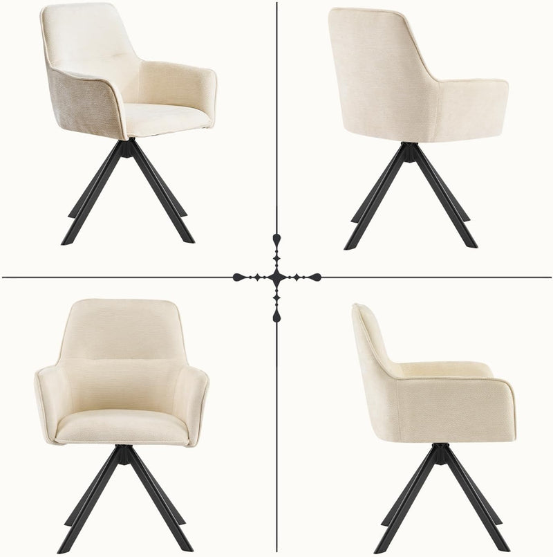Swivel Dining Chairs with Armrests Upholstered Room Modern (Set of 2)