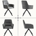 Swivel Dining Chairs with Armrests Upholstered Room Modern (Set of 2)