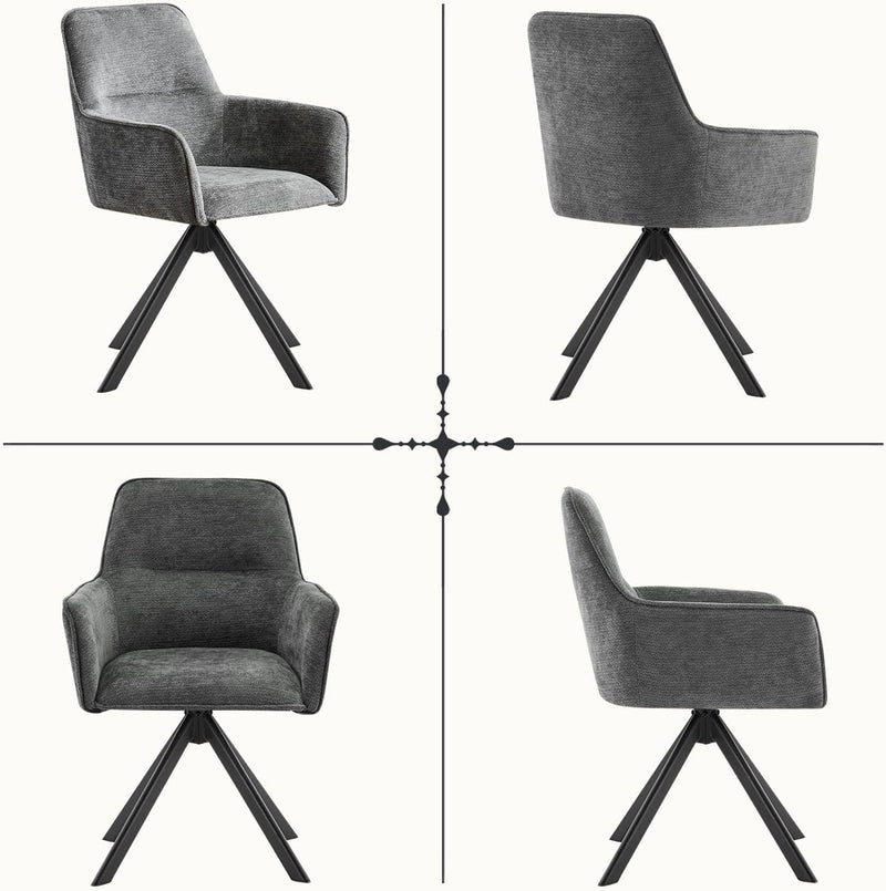 Swivel Dining Chairs with Armrests Upholstered Room Modern (Set of 2)