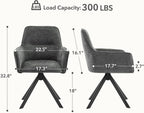 Swivel Dining Chairs with Armrests Upholstered Room Modern (Set of 2)