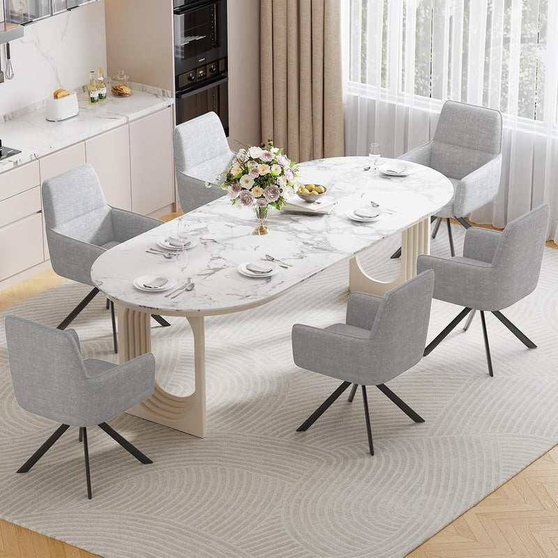Swivel Dining Chairs with Armrests Upholstered Room Modern (Set of 2)