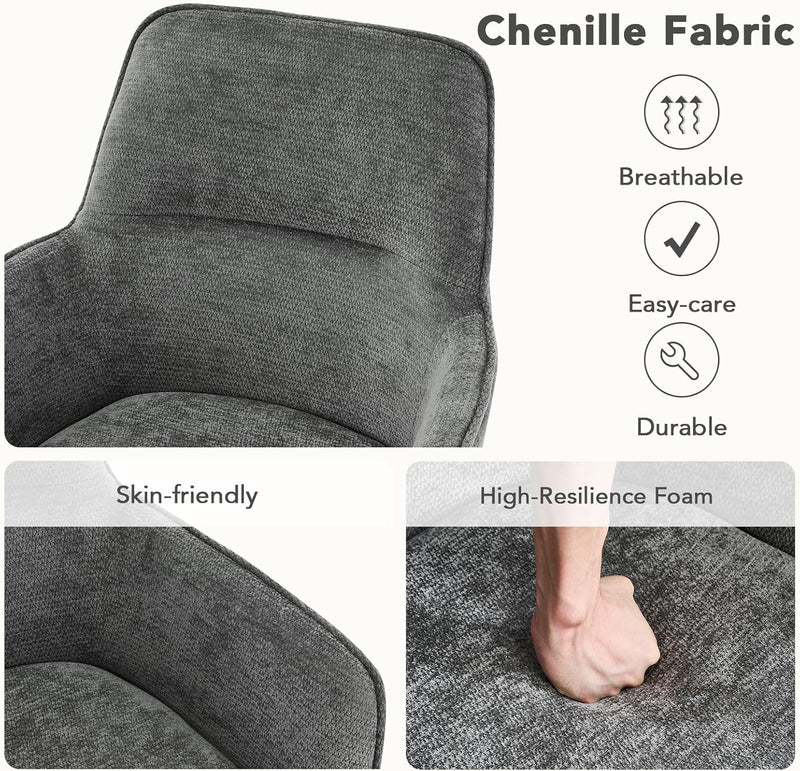 Swivel Dining Chairs with Armrests Upholstered Room Modern (Set of 2)