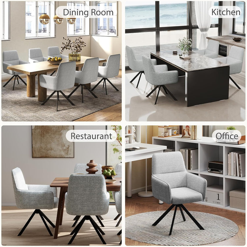 Swivel Dining Chairs with Armrests Upholstered Room Modern (Set of 2)