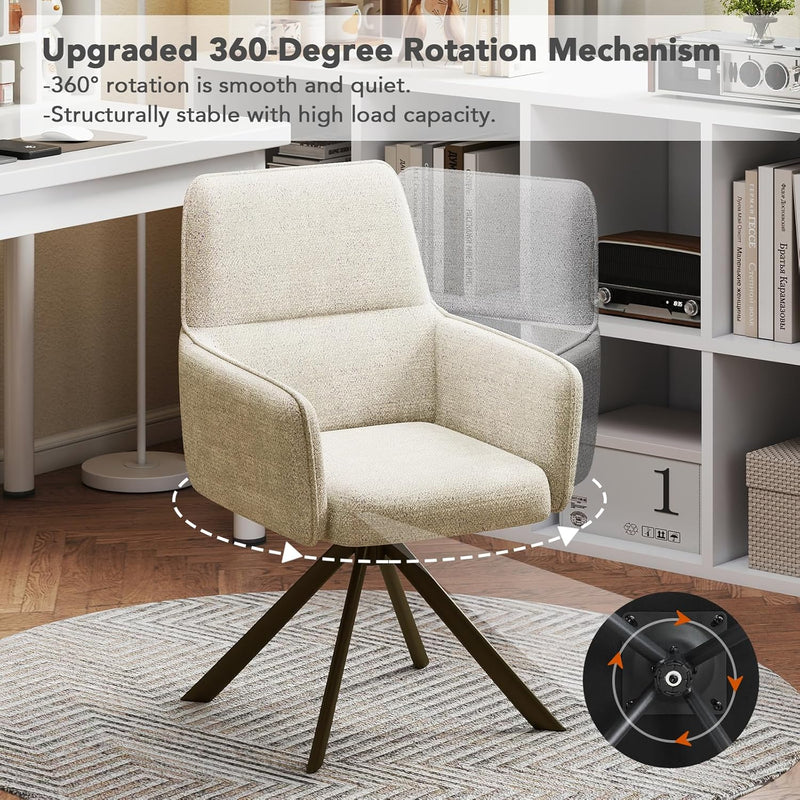 Swivel Dining Chairs with Armrests Upholstered Room Modern (Set of 2)